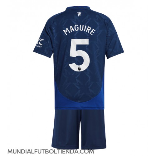 Camiseta Manchester United Harry Maguire #5 Segunda Equipación Replica 2024-25 para niños mangas cortas (+ Pantalones cortos)